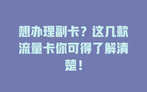 想办理副卡？这几款流量卡你可得了解清楚！