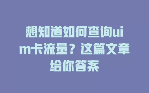 想知道如何查询uim卡流量？这篇文章给你答案
