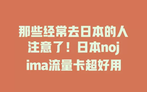 那些经常去日本的人注意了！日本nojima流量卡超好用