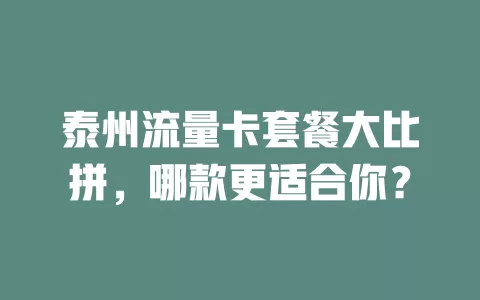 泰州流量卡套餐大比拼，哪款更适合你？