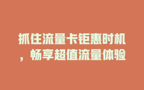 抓住流量卡钜惠时机，畅享超值流量体验