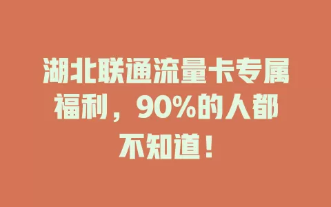 湖北联通流量卡专属福利，90%的人都不知道！