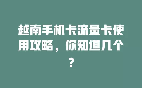 越南手机卡流量卡使用攻略，你知道几个？