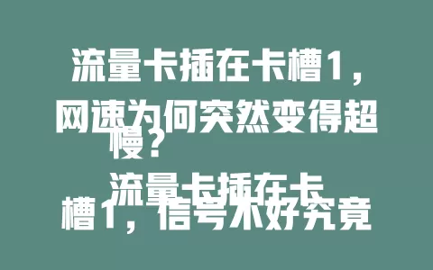 流量卡插在卡槽1，网速为何突然变得超慢？
流量卡插在卡槽1，信号不好究竟是何原因？
流量卡插在卡槽1，频繁断网该如何解决？