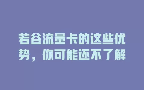 若谷流量卡的这些优势，你可能还不了解