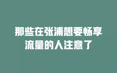 那些在张浦想要畅享流量的人注意了