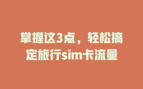 掌握这3点，轻松搞定旅行sim卡流量