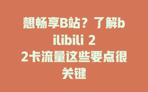 想畅享B站？了解bilibili 22卡流量这些要点很关键