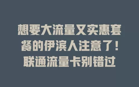 想要大流量又实惠套餐的伊滨人注意了！联通流量卡别错过