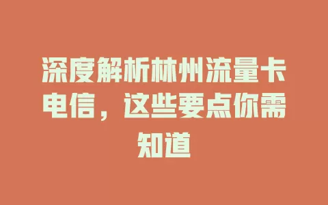 深度解析林州流量卡电信，这些要点你需知道