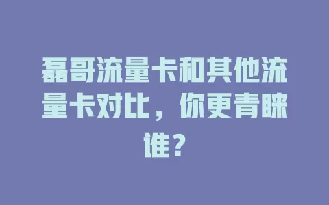磊哥流量卡和其他流量卡对比，你更青睐谁？