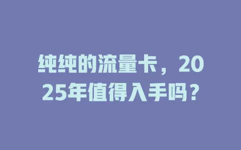 纯纯的流量卡，2025年值得入手吗？