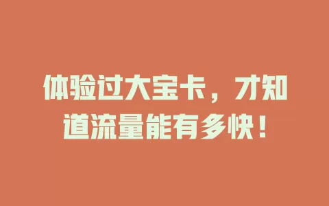 体验过大宝卡，才知道流量能有多快！