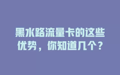 黑水路流量卡的这些优势，你知道几个？
