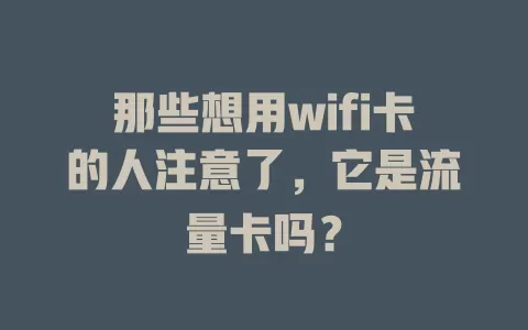 那些想用wifi卡的人注意了，它是流量卡吗？