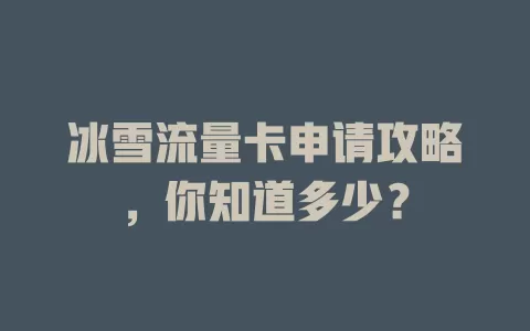 冰雪流量卡申请攻略，你知道多少？