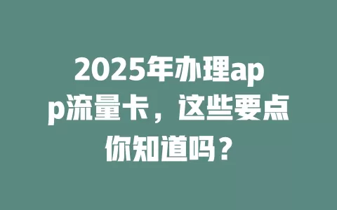 2025年办理app流量卡，这些要点你知道吗？
