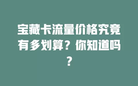 宝藏卡流量价格究竟有多划算？你知道吗？