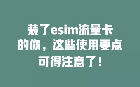 装了esim流量卡的你，这些使用要点可得注意了！