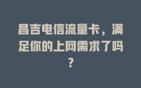 昌吉电信流量卡，满足你的上网需求了吗？
