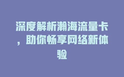 深度解析瀚海流量卡，助你畅享网络新体验
