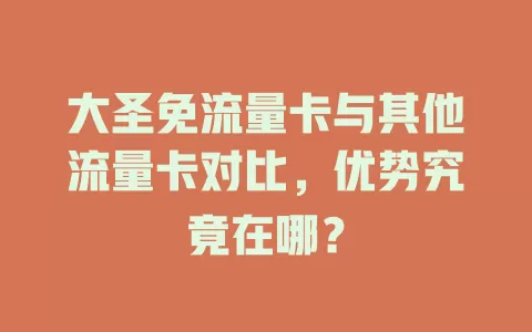 大圣免流量卡与其他流量卡对比，优势究竟在哪？