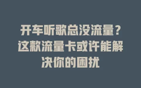 开车听歌总没流量？这款流量卡或许能解决你的困扰