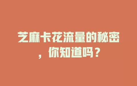芝麻卡花流量的秘密，你知道吗？