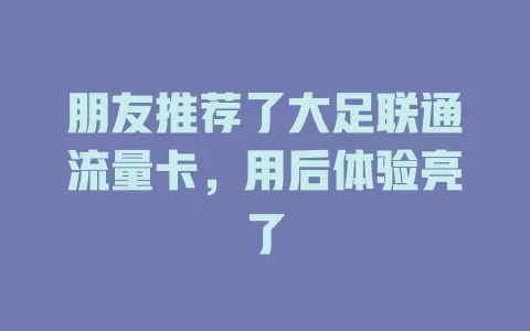 朋友推荐了大足联通流量卡，用后体验亮了