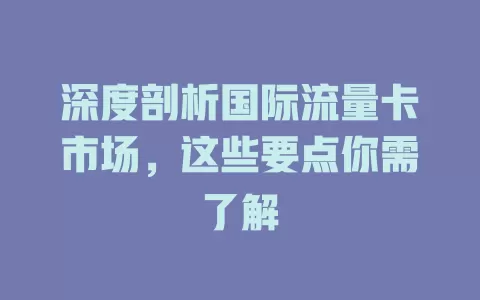 深度剖析国际流量卡市场，这些要点你需了解