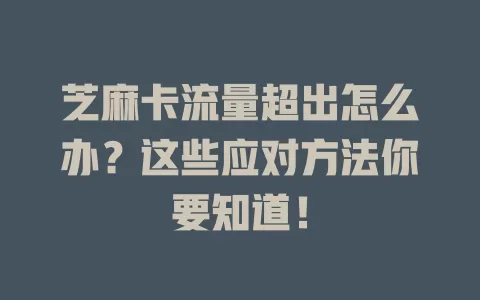芝麻卡流量超出怎么办？这些应对方法你要知道！