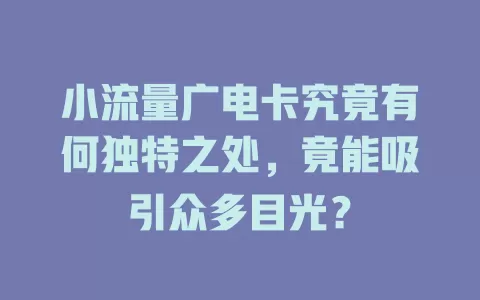小流量广电卡究竟有何独特之处，竟能吸引众多目光？