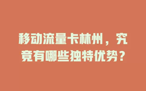 移动流量卡林州，究竟有哪些独特优势？