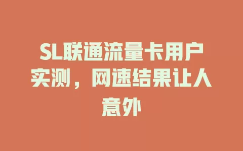 SL联通流量卡用户实测，网速结果让人意外
