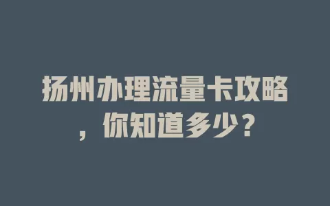 扬州办理流量卡攻略，你知道多少？