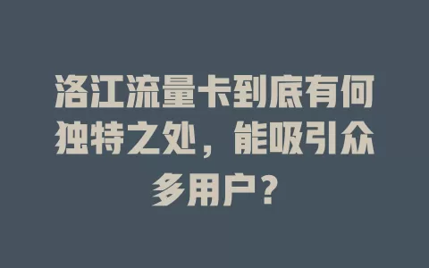洛江流量卡到底有何独特之处，能吸引众多用户？