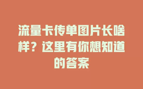 流量卡传单图片长啥样？这里有你想知道的答案