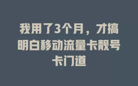 我用了3个月，才搞明白移动流量卡靓号卡门道
