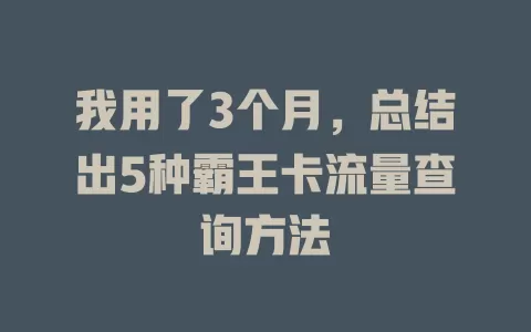 我用了3个月，总结出5种霸王卡流量查询方法