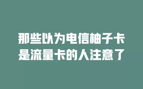 那些以为电信柚子卡是流量卡的人注意了