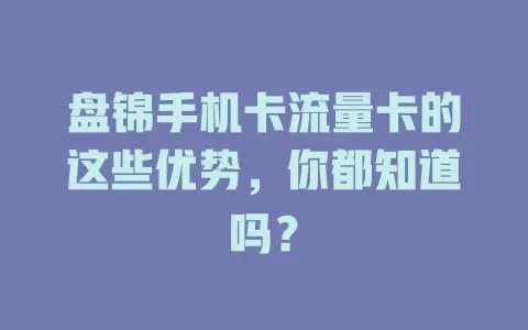 盘锦手机卡流量卡的这些优势，你都知道吗？