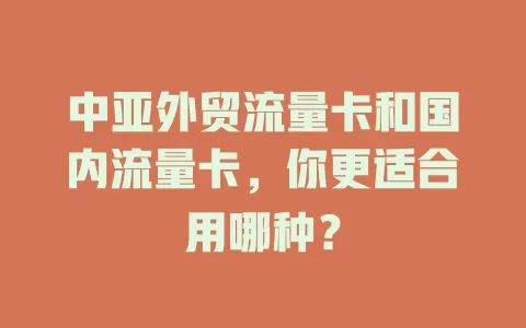 中亚外贸流量卡和国内流量卡，你更适合用哪种？