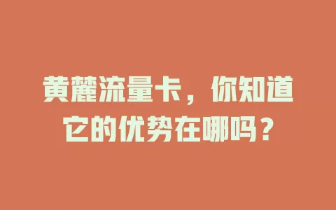 黄麓流量卡，你知道它的优势在哪吗？