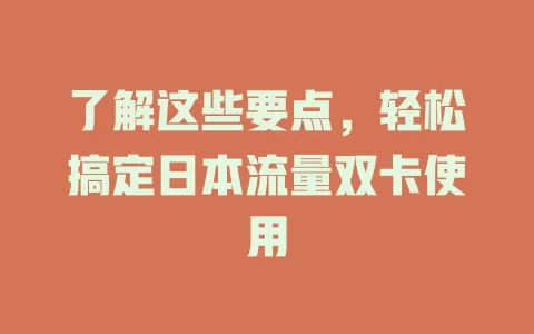 了解这些要点，轻松搞定日本流量双卡使用