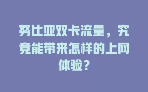 努比亚双卡流量，究竟能带来怎样的上网体验？
