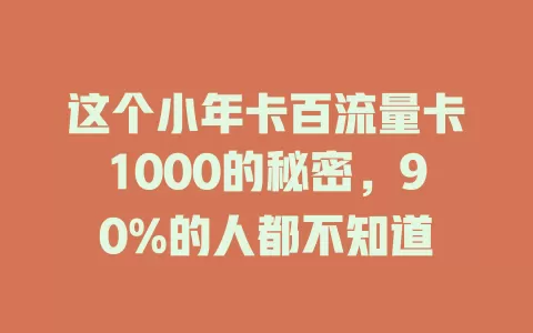 这个小年卡百流量卡1000的秘密，90%的人都不知道