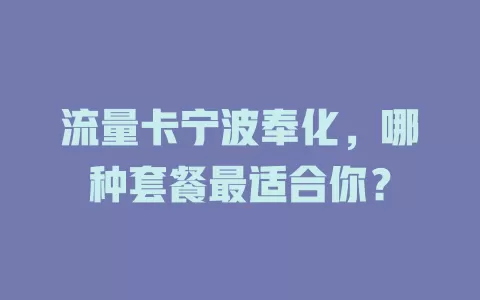 流量卡宁波奉化，哪种套餐最适合你？