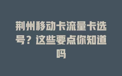 荆州移动卡流量卡选号？这些要点你知道吗