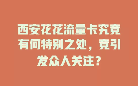 西安花花流量卡究竟有何特别之处，竟引发众人关注？