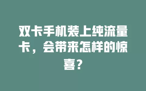 双卡手机装上纯流量卡，会带来怎样的惊喜？